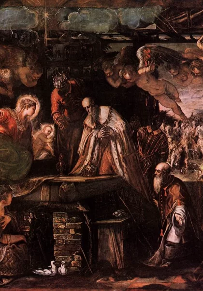 Išminčių pagarbinimas. Tintoretto, 1582. Išminčių pagarbinimas. Tintoretto, 1582.
