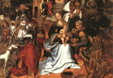 Išminčių pagarbinimas. Nežinomas flamandų meistras, 1513-20.