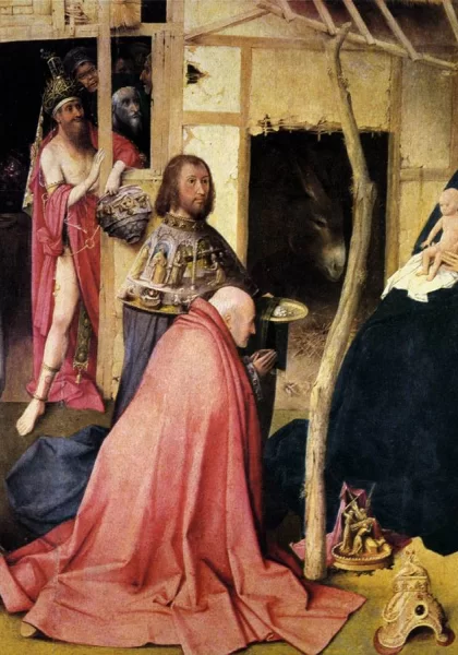 Išminčių pagarbinimas (detalė). Hieronymus Bosch, apie 1510. Išminčių pagarbinimas (detalė). Hieronymus Bosch, apie 1510.