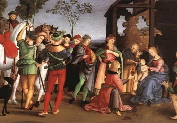 Išminčių pagarbinimas (Odi altoriaus predela). Sanzio Raffaello, 1502-03.