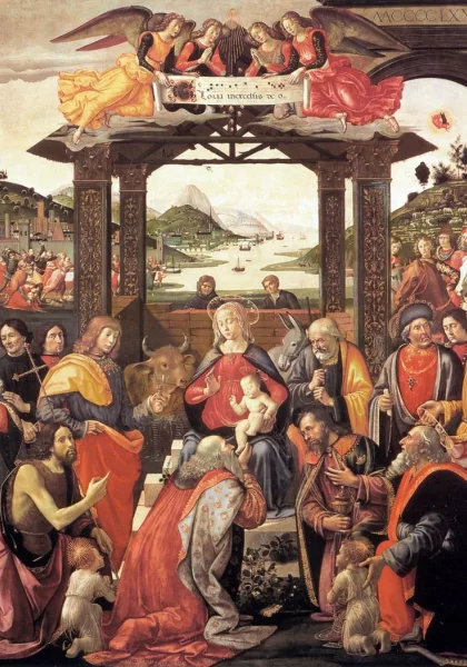 Išminčių pagarbinimas. Domenico Ghirlandaio, 1488. Išminčių pagarbinimas. Domenico Ghirlandaio, 1488.