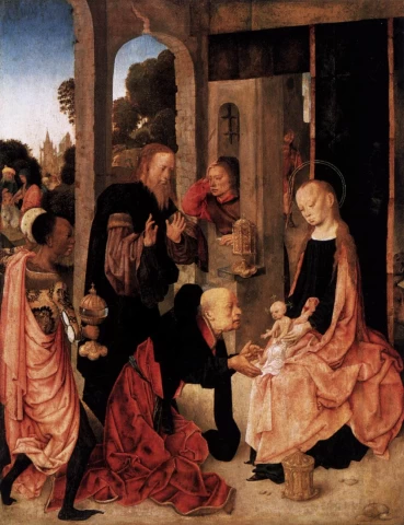 Išminčių pagarbinimas. Mergelės tarp Mergelių meistras, apie 1485.