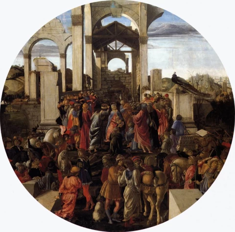 Išminčių pagarbinimas. Sandro Botticelli, 1470-75.