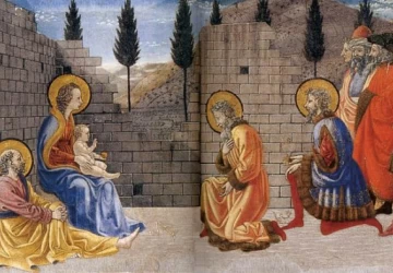Viešpaties gimimas ir išminčių pagarbinimas. Giovanni di Francesco del Cervelliera, 1457-59.