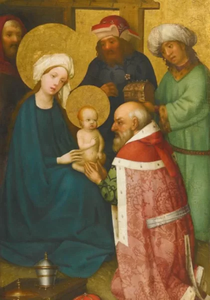 Išminčių pagarbinimas. Nežinomas vokiečių meistras, apie 1450. Išminčių pagarbinimas. Nežinomas vokiečių meistras, apie 1450.