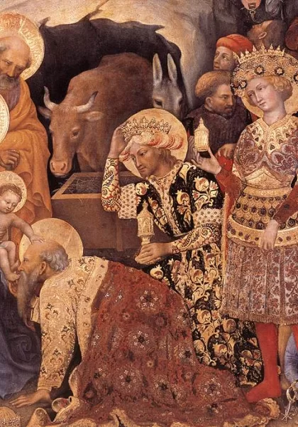 Išminčių pagarbinimas (detalė). Gentile da Fabriano, 1423. Išminčių pagarbinimas (detalė). Gentile da Fabriano, 1423.