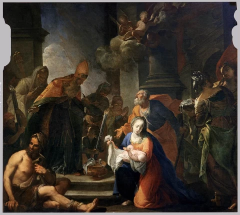 Jėzaus paaukojimas šventykloje. Andrea Celesti, apie 1710.