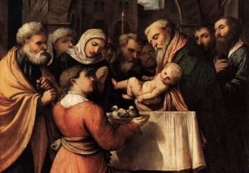 Jėzaus paaukojimas šventykloje. Girolamo Romanino, 1529.