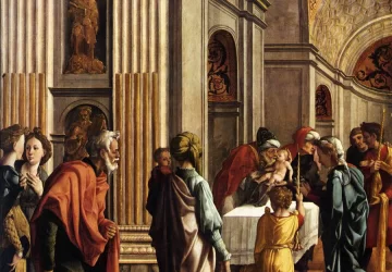 Jėzaus paaukojimas šventykloje. Jan van Scorel, 1524-26.
