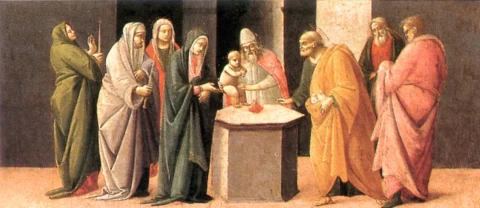 Paaukojimas šventykloje (predela). Bartolomeo di Giovanni, 1488.