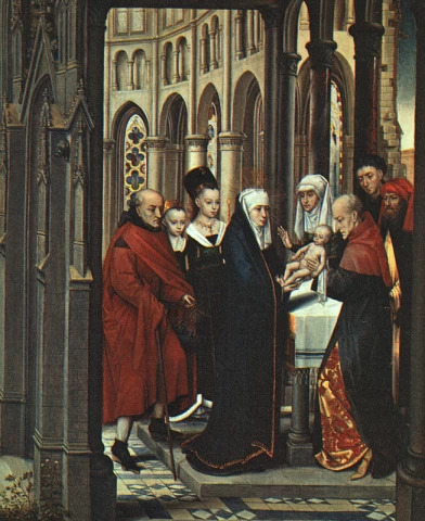 Paaukojimas šventykloje. Hans Memling, 1463.