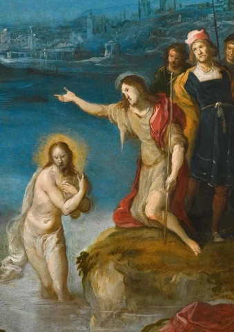 Kristaus krikštas (detalė). Frans Francken II, 1615-16.