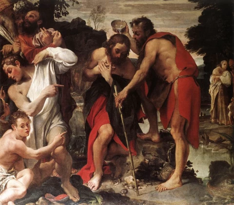 Kristaus krikštas. Annibale Carracci, 1584.