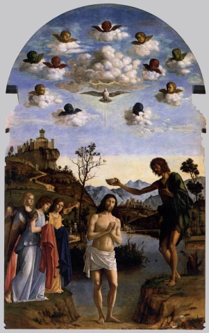 Kristaus krikštas. Cima da Conegliano, 1493-94.