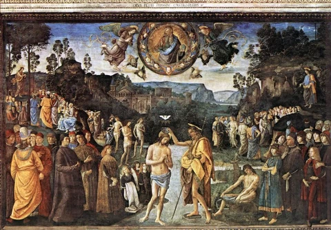Kristaus krikštas. Pietro Perugino, apie 1482.