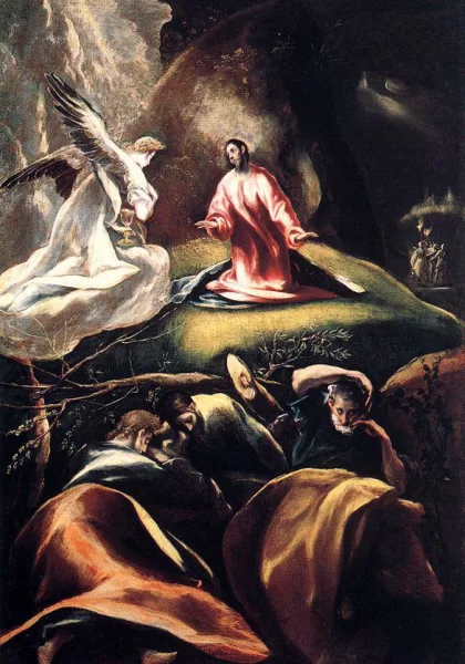 Agonija Alyvų Sode. El Greco, apie 1608.