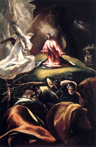 Agonija Alyvų Sode. El Greco, apie 1608.