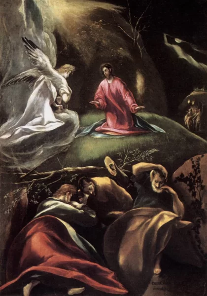 Agonija Alyvų Sode. El Greco, 1600-05.