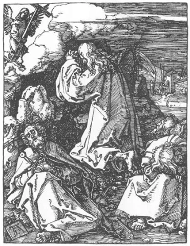 Kančia (mažasis leidimas). Nr. 10. Kristus ant Alyvų Kalno. Albrecht Dürer, 1511.