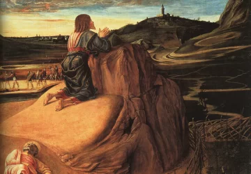 Agonija Alyvų Sode (detalė). Giovanni Bellini, apie 1469.