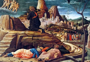 Agonija Alyvų Sode. Andrea Mantegna, apie 1459.
