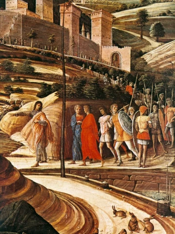 Agonija Alyvų Sode (detalė). Andrea Mantegna, apie 1459.