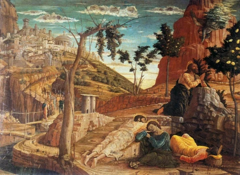 Agonija Alyvų Sode. Andrea Mantegna, 1457-59.