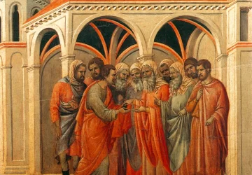Judo išdavystė (scena Nr. 5). Duccio di Buoninsegna, 1308-11.