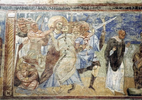 Kristaus išdavimas. Painter Italian Romanesque, apie 1080.