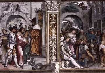 Kristus prieš Pilotą ir Kristaus nuplakimas. Girolamo Romanino, 1519.