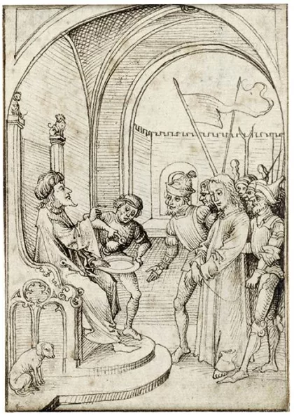Kristus prieš Pilotą. Ludwig Schongauer, 1480-85.