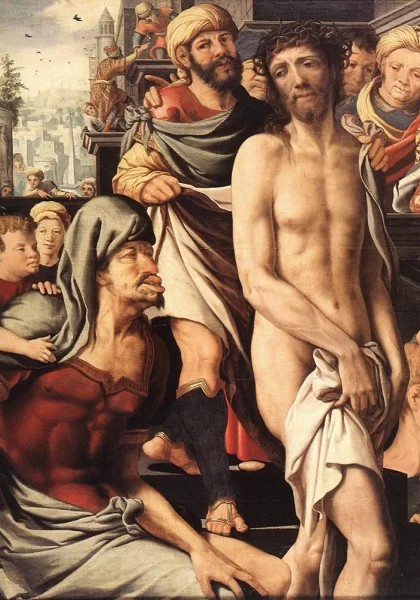 Kristaus išjuokimas (detalė). Jan Sanders van Hemessen, apie 1560.