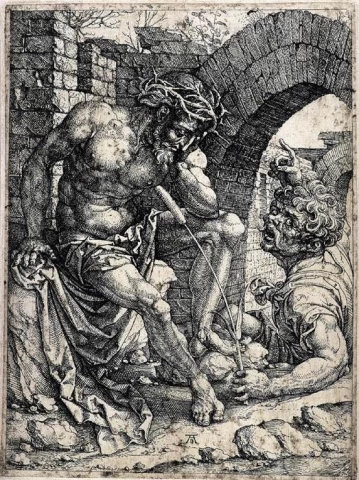 Kristaus išjuokimas ir Skausmų vyras. Jan Gossart, apie 1525.