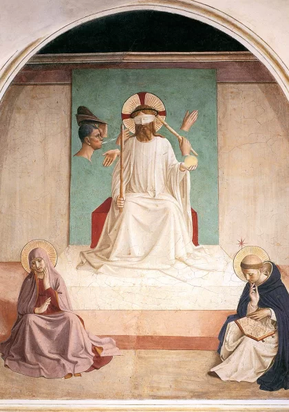 Kristaus išjuokimas (celė Nr. 7). Fra Angelico, 1440-42.