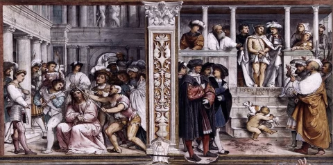 Kristus karūnuotas erškėčiais ir Ecce Homo. Girolamo Romanino, 1519.