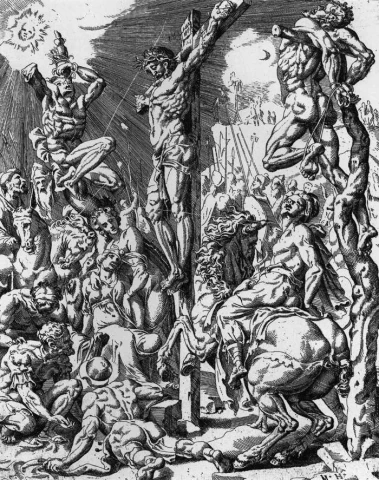 Kristaus nukryžiavimas. Dirck Volkertsz Coornhert, 1548.