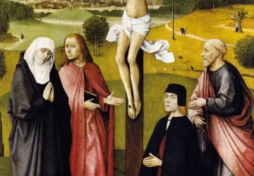 Nukryžiavimas su donoru. Hieronymus Bosch, 1480-85.