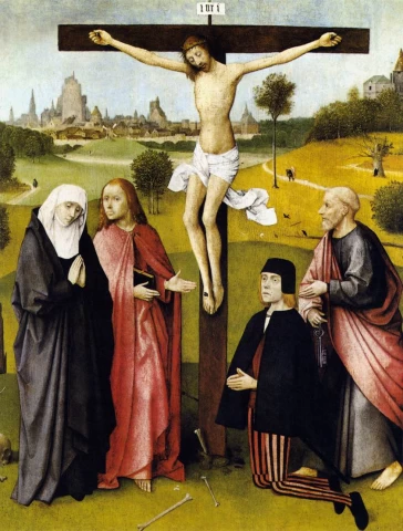 Nukryžiavimas su donoru. Hieronymus Bosch, 1480-85.