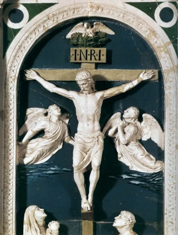Nukryžiavimas (detalė). Luca della Robbia, apie 1465.
