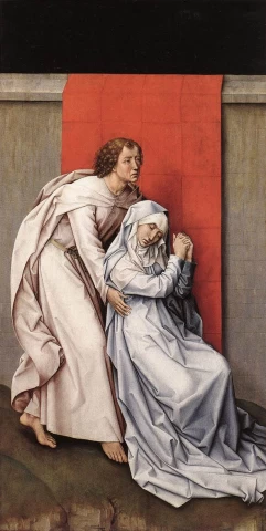Nukryžiavimo diptikas (kairė panelė). Rogier van der Weyden, apie 1460.