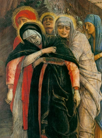 Nukryžiavimas (detalė). Andrea Mantegna, 1457-59.
