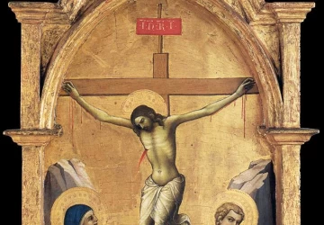 Nukryžiavimas su Mergele ir šv. Jonu evangelistu. Monaco Lorenzo, 1400-05.