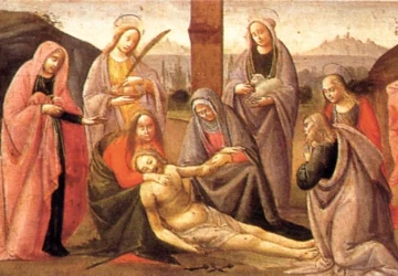 Nuėmimas nuo kryžiaus. Altoriaus predela.. Bartolomeo di Giovanni, 1488.