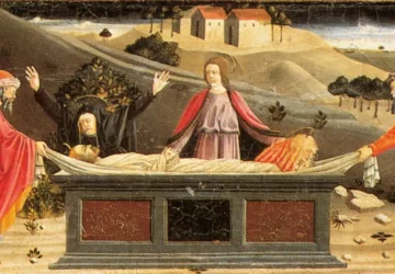 Nuėmimas nuo kryžiaus. Gailestingumo poliptikas.. Piero della Francesca, 1445-62.