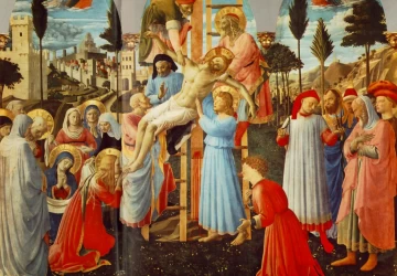 Nuėmimas nuo kryžiaus (detalė). Fra Angelico, 1437-40.