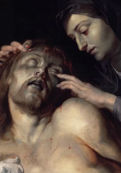 Mirusio Kristaus apraudojimas (detalė). Peter Paul Rubens, 1613-14.