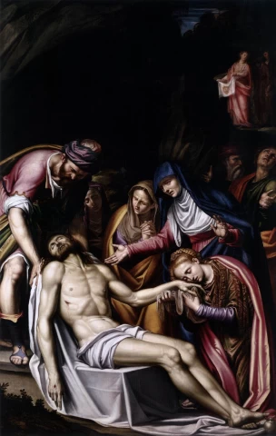 Kristaus laidojimas. Simone Peterzano, 1573-78.