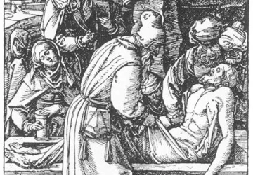 Kančia (mažasis leidimas). Nr. 28. Kristaus laidojimas. Albrecht Dürer, 1511.