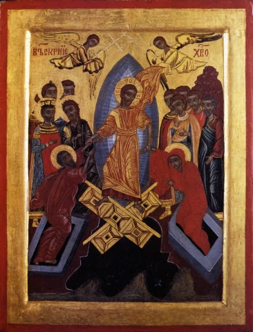 Kristaus prisikėlimas. Nežinomas bulgarų ikonų tapytojas, 1675-1700.