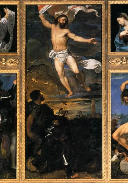 Prisikėlimo poliptikas. Vecellio Tiziano, 1520-22.